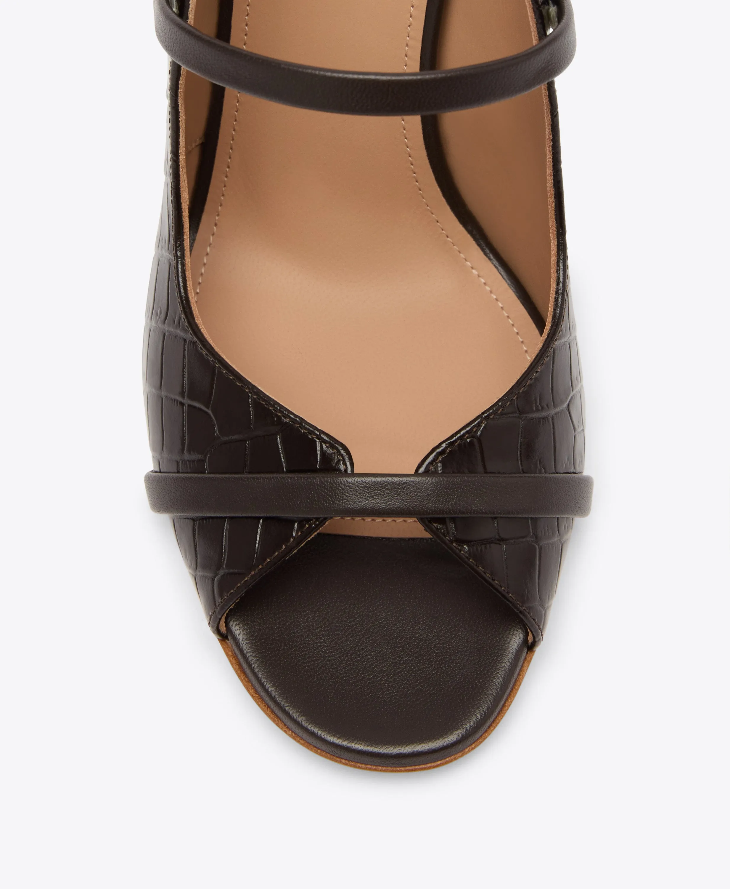 Norah 85 Dark Brown Leather Sandals