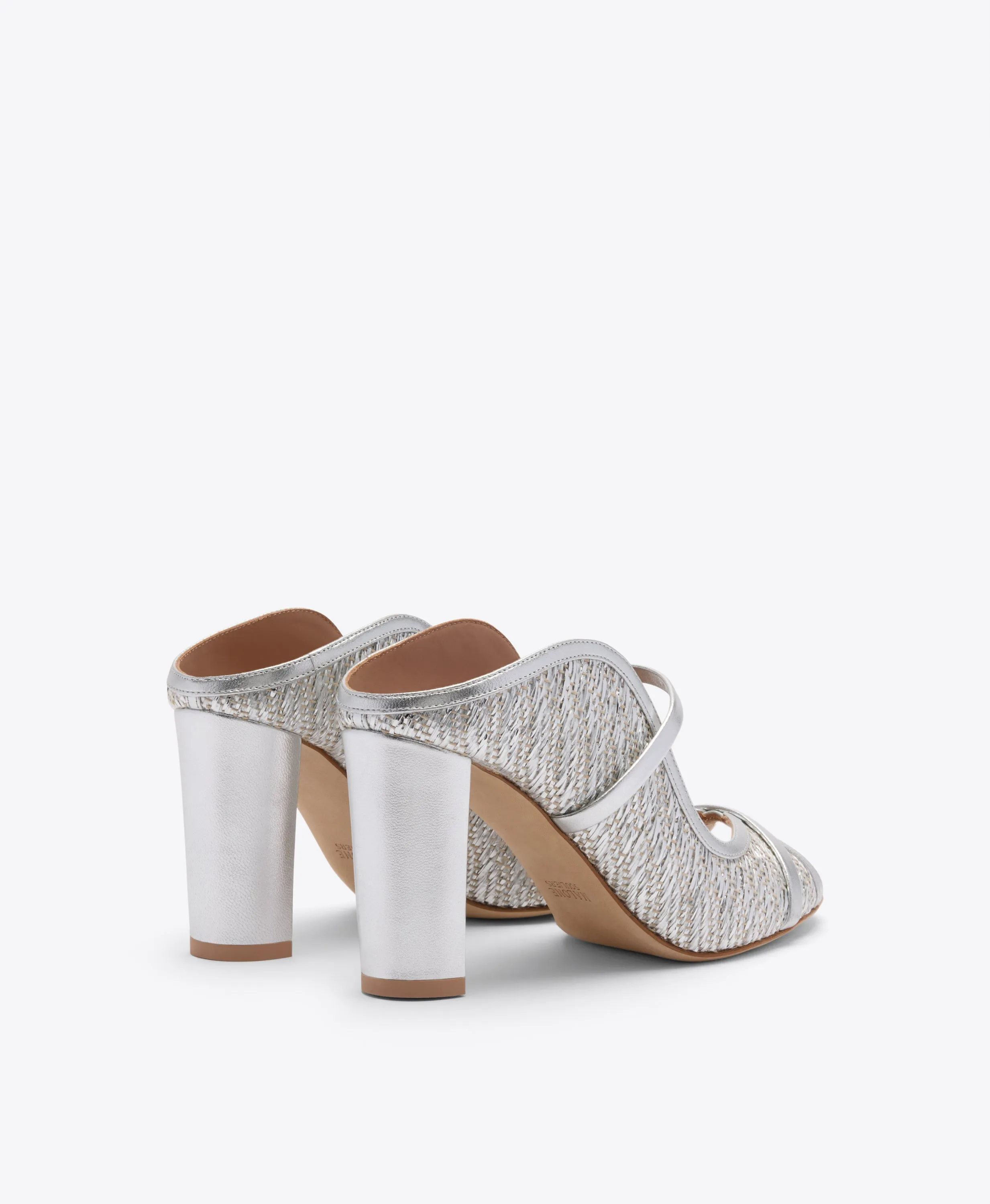 Norah 85 Silver Metallic Raffia Heeled Sandals