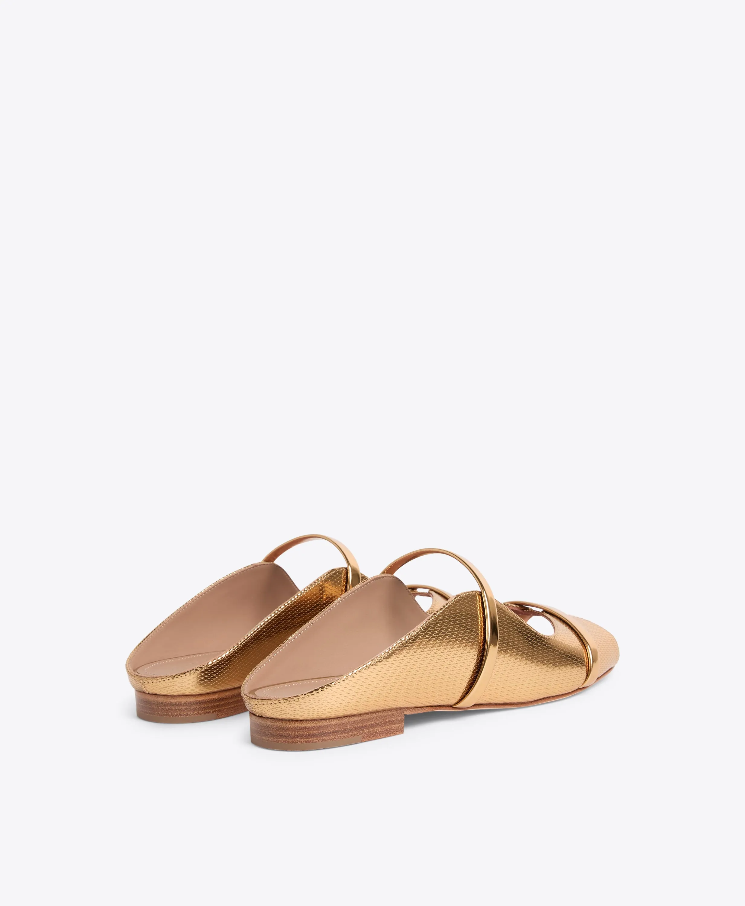 Norah Gold Embossed Leather Flat Sandals