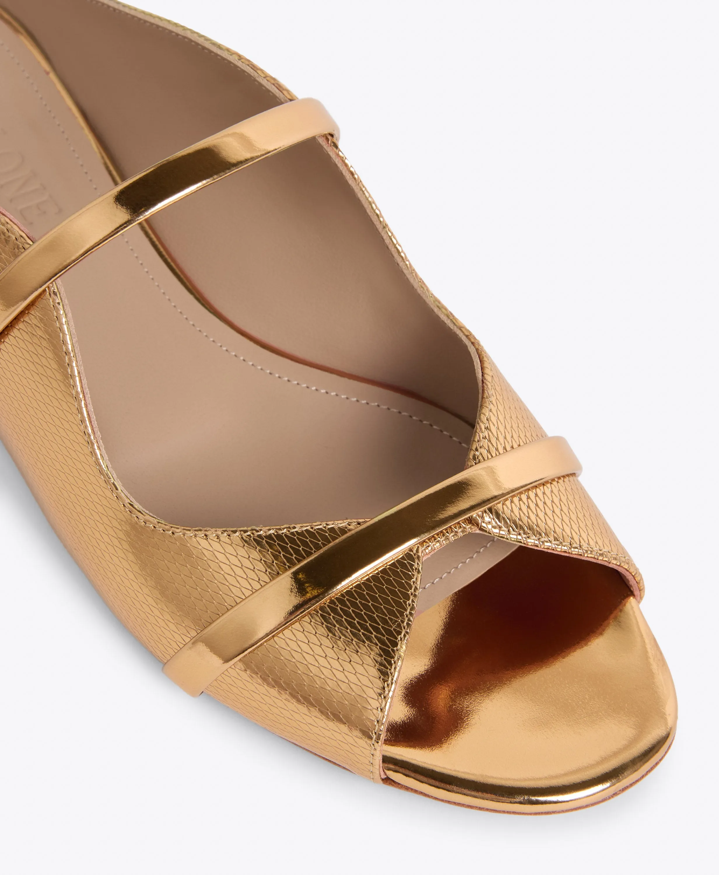 Norah Gold Embossed Leather Flat Sandals