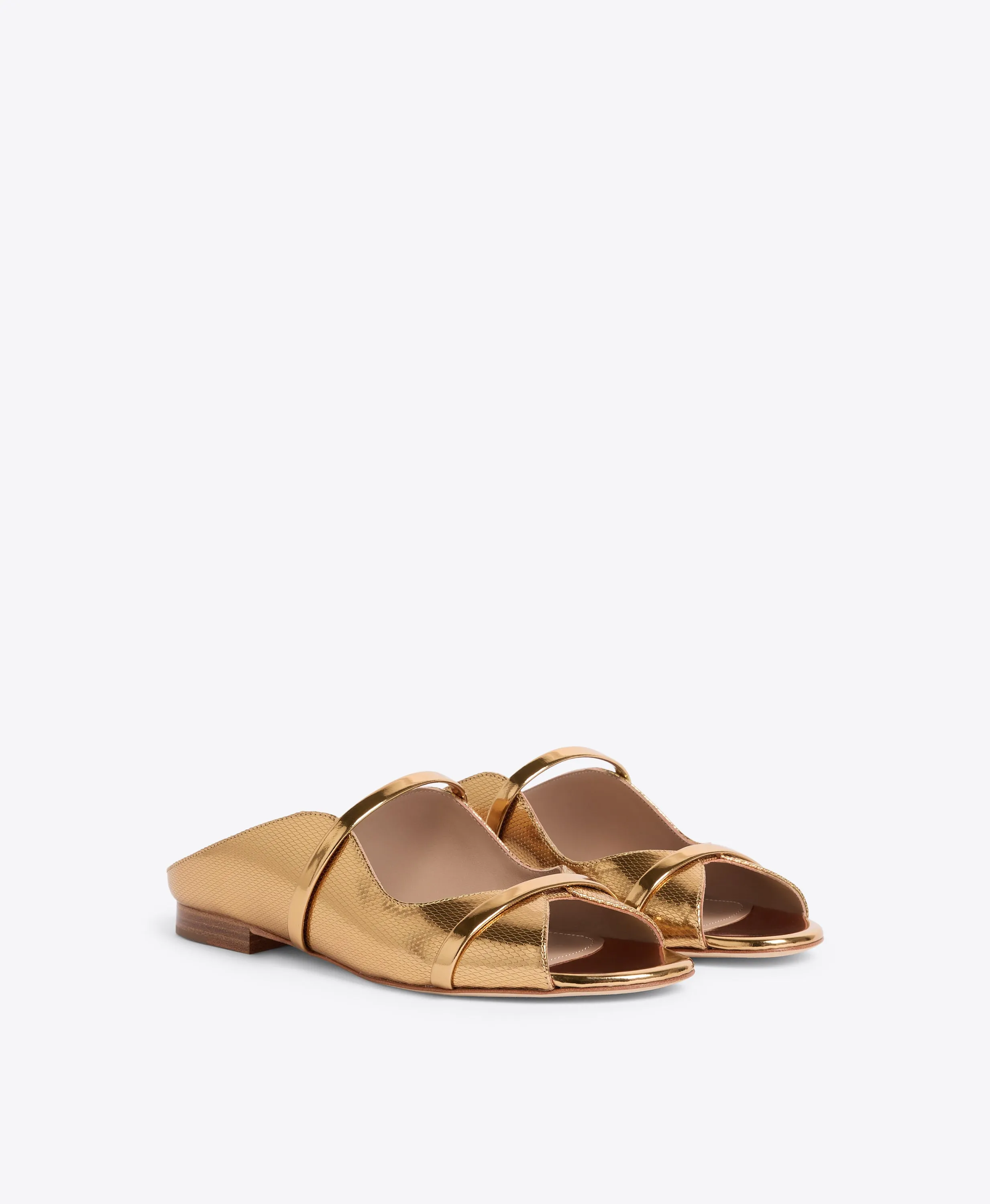 Norah Gold Embossed Leather Flat Sandals