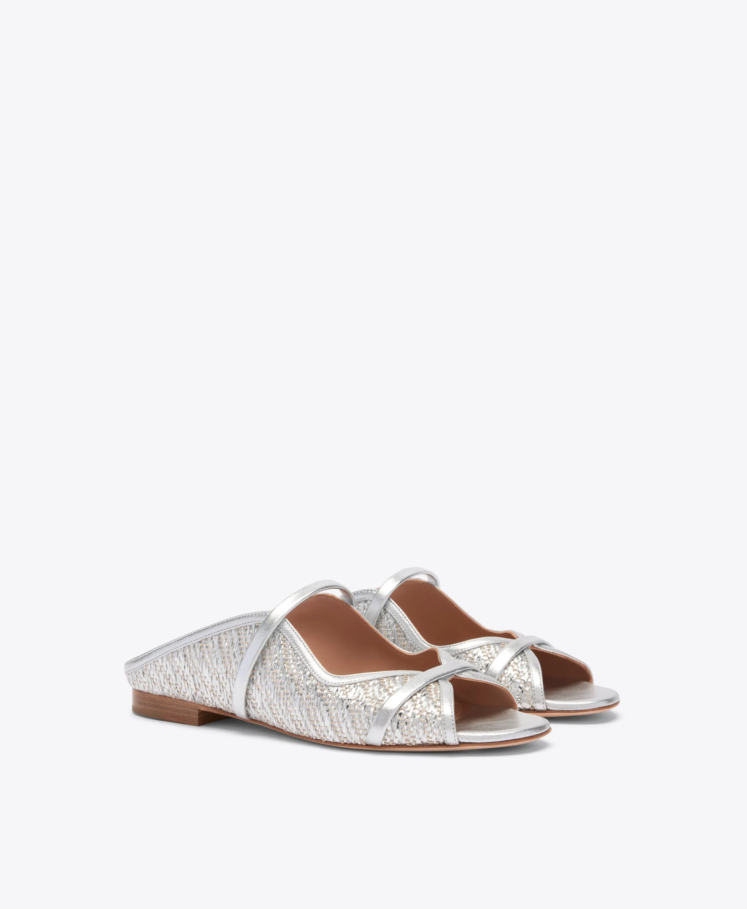 Norah Silver Metallic Raffia Flat Sandals