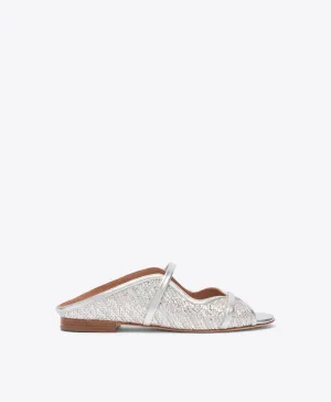Norah Silver Metallic Raffia Flat Sandals