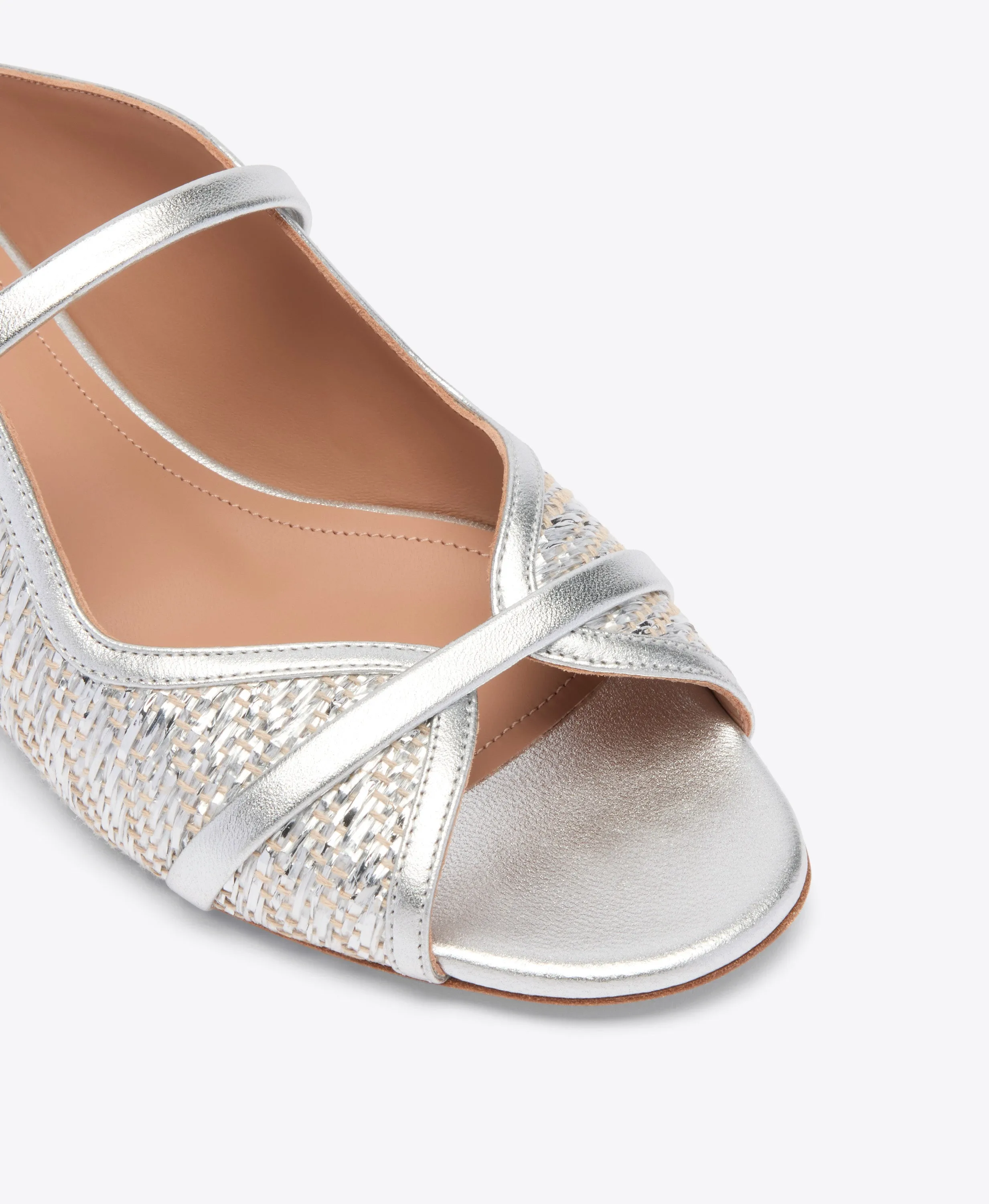 Norah Silver Metallic Raffia Flat Sandals