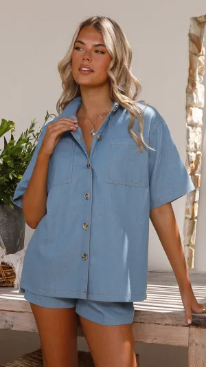 Olivia Shirt and Shorts Set - Blue