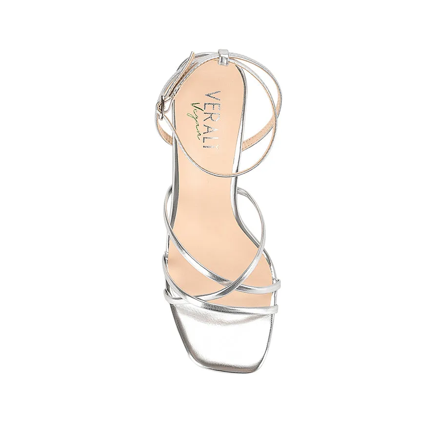 Penelope Strappy Sandals - Silver Metallic