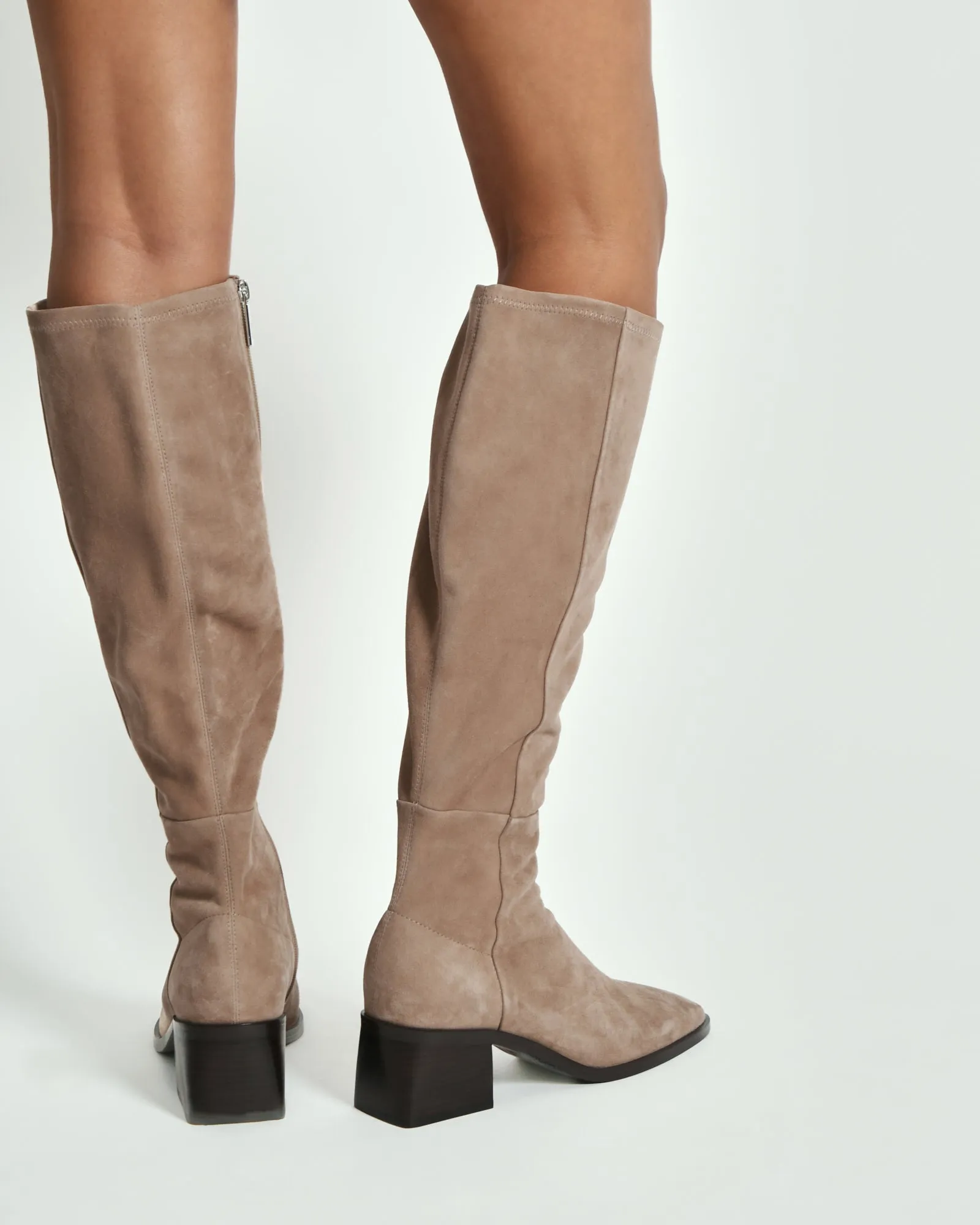 QUEENIE KNEE BOOTS TAUPE SUEDE