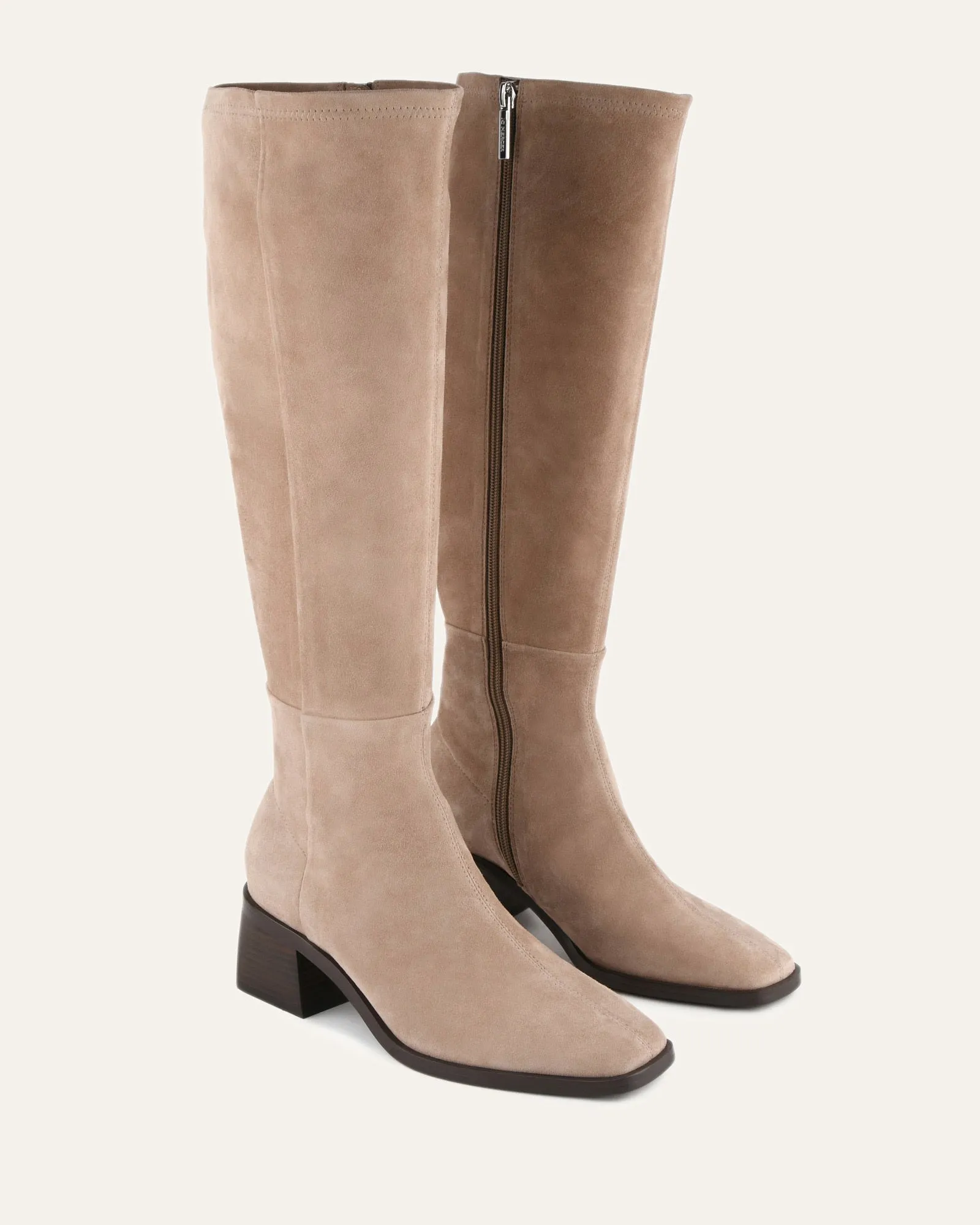 QUEENIE KNEE BOOTS TAUPE SUEDE