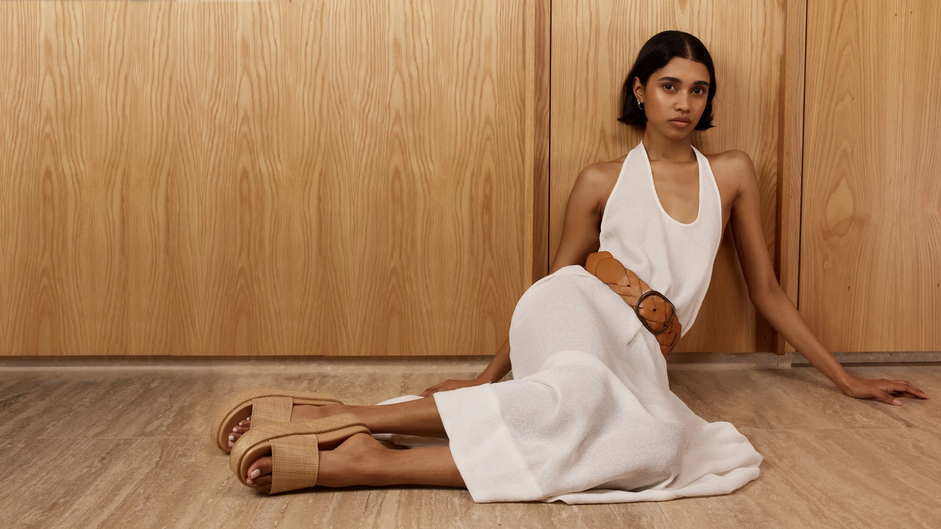 Romy Flatform Slides - Natural Raffia