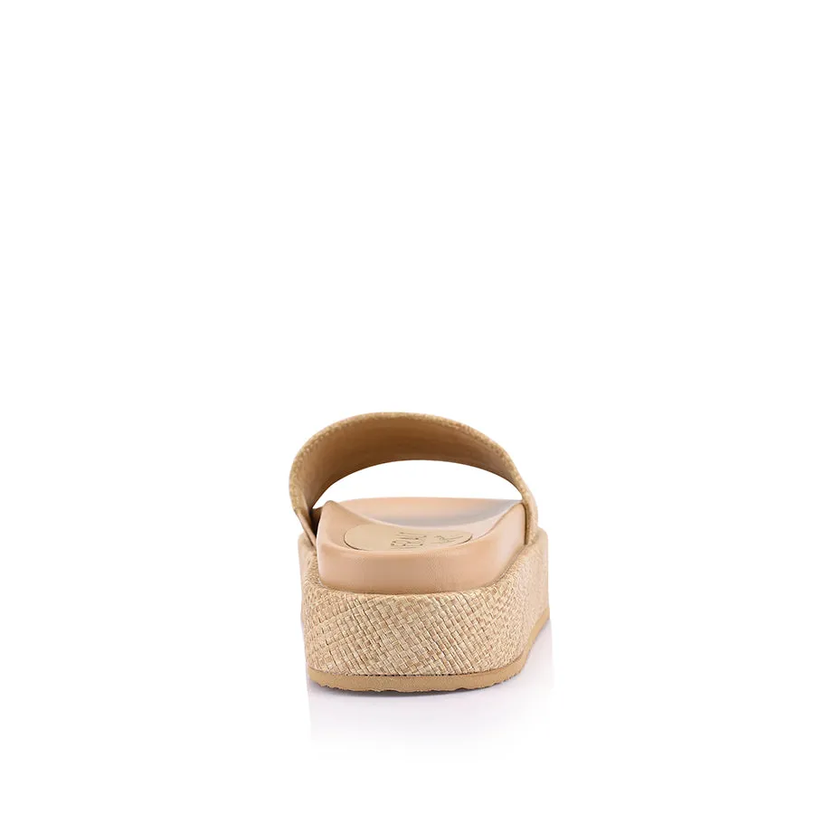 Romy Flatform Slides - Natural Raffia