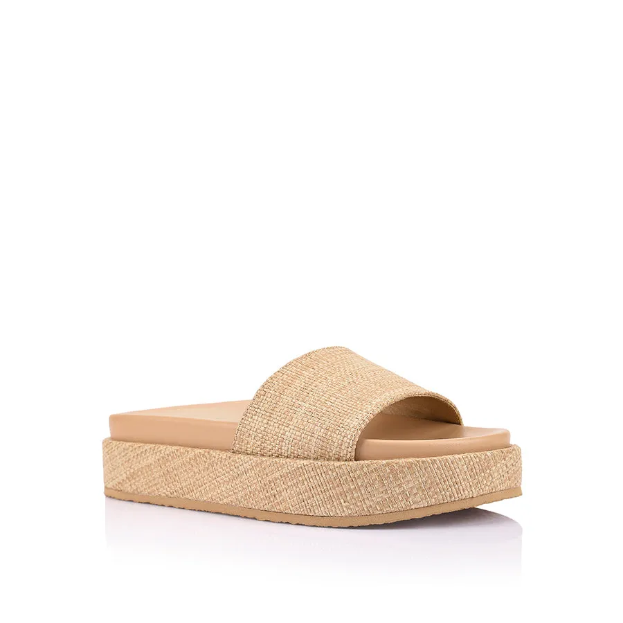 Romy Flatform Slides - Natural Raffia