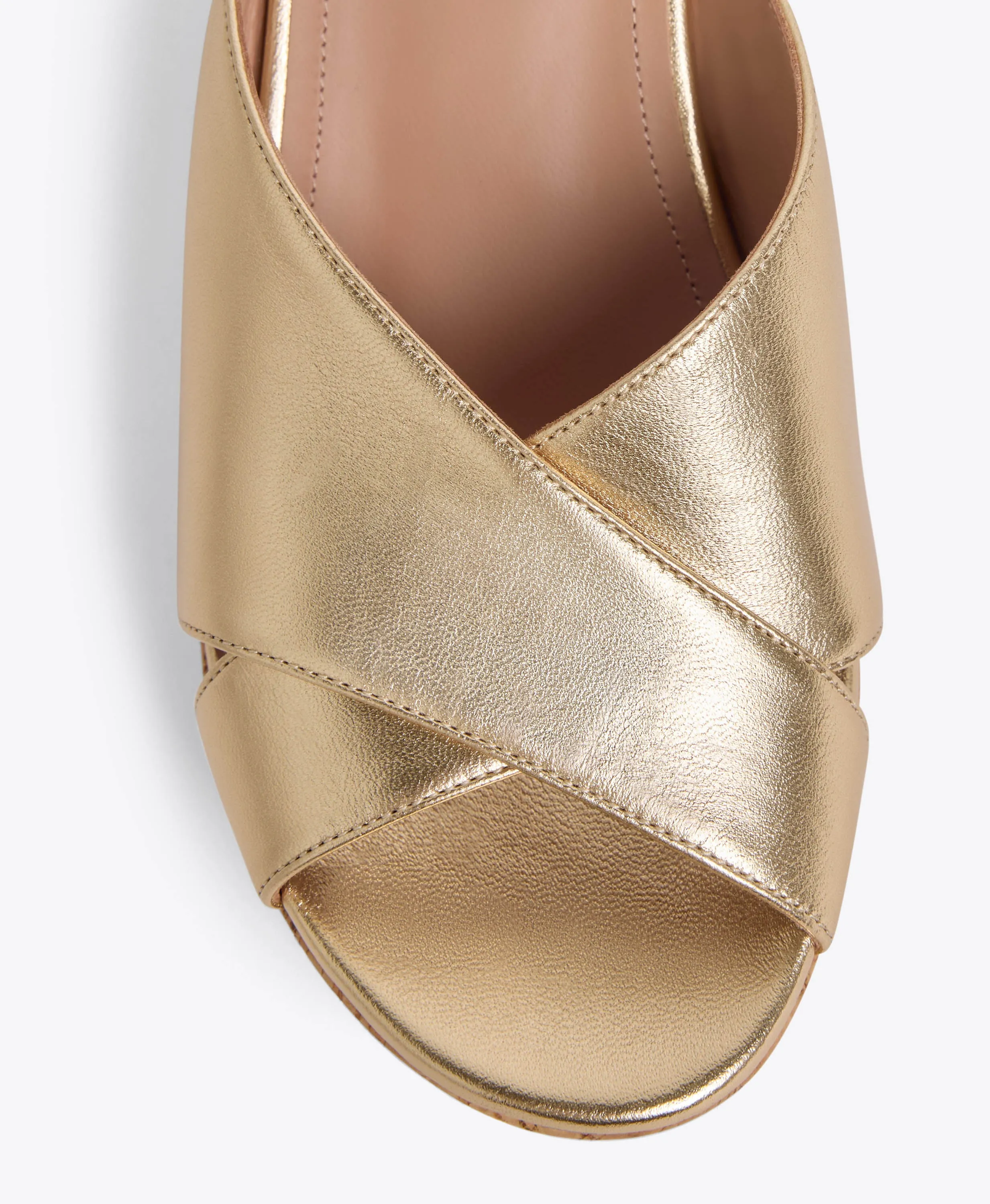 Shanina 70 Gold Leather Wedge Sandals