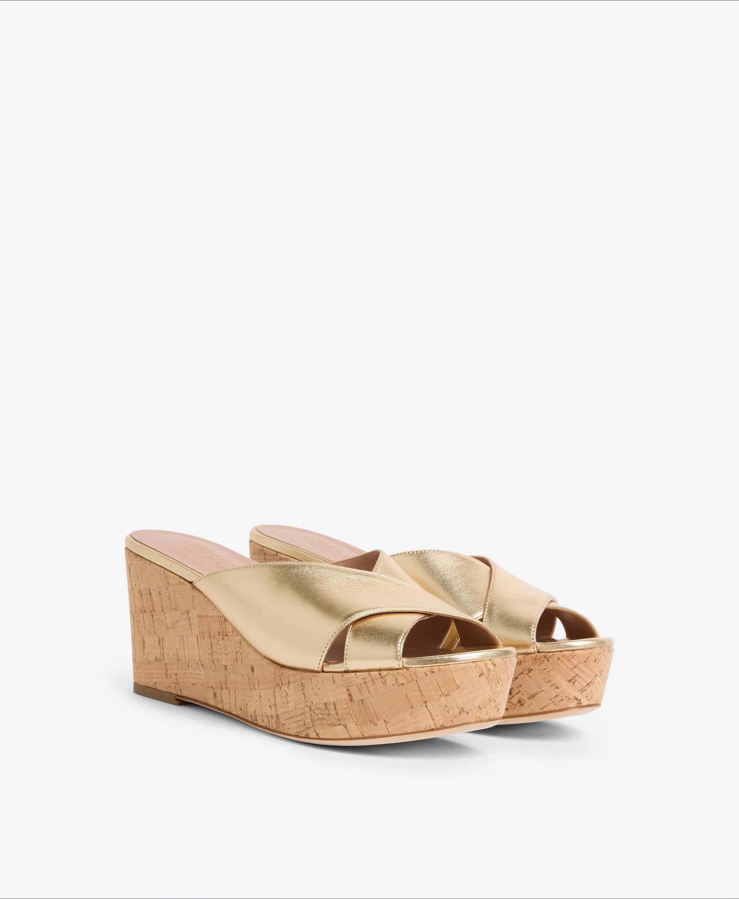 Shanina 70 Gold Leather Wedge Sandals