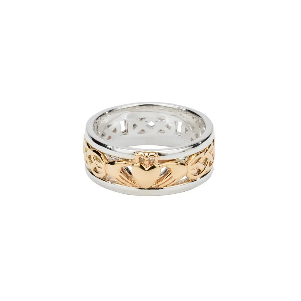 Silver and 10k Gold Claddagh Wedding Band