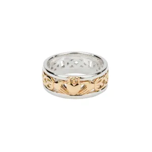 Silver and 10k Gold Claddagh Wedding Band
