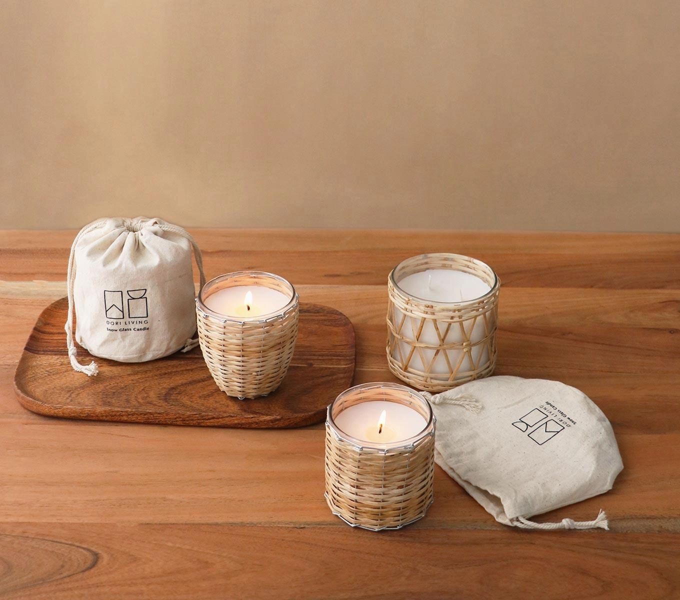 SNOW GLASS CANDLE - BAMBOO WEAVE