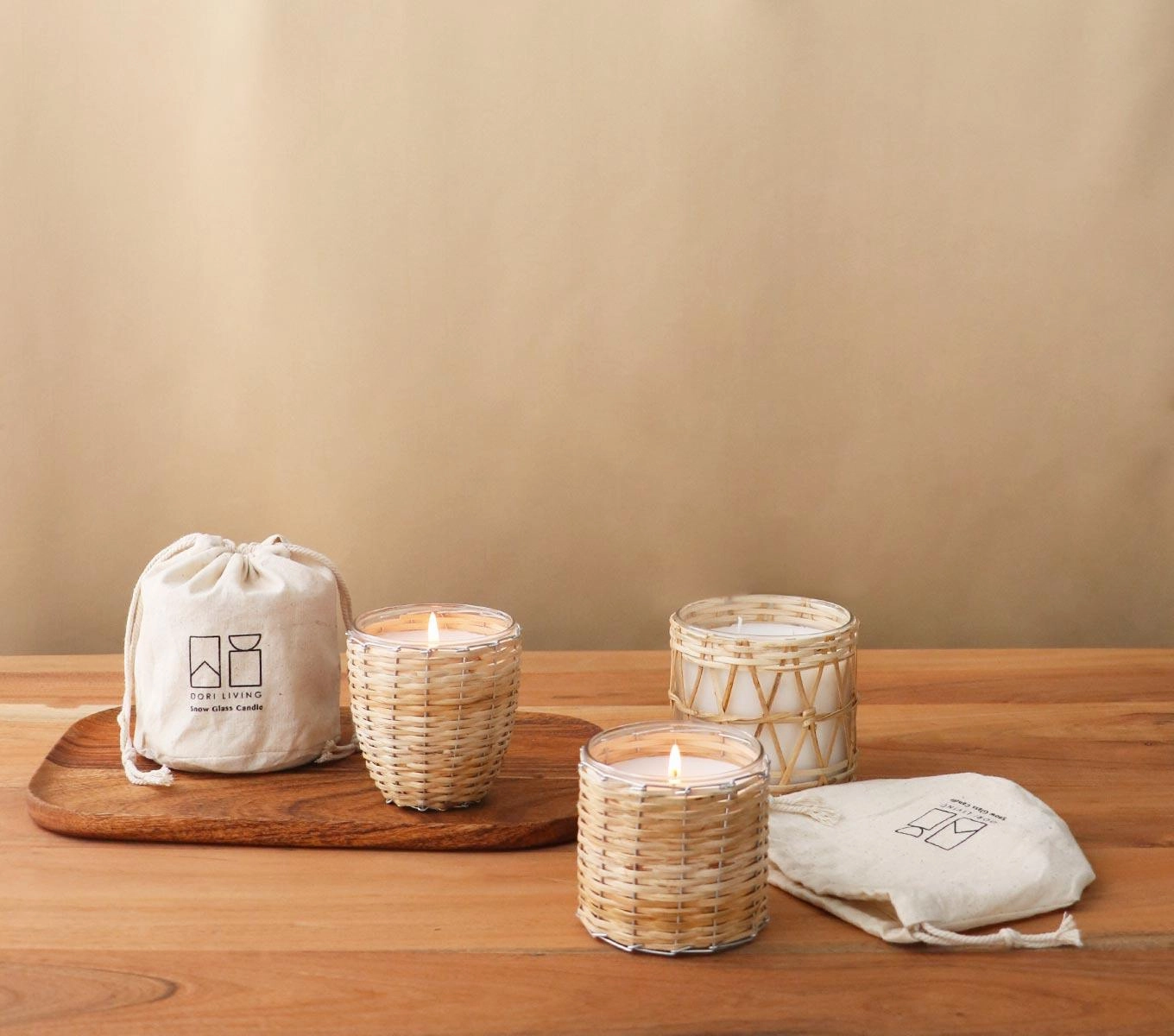 SNOW GLASS CANDLE - BAMBOO WEAVE