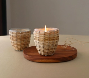 SNOW GLASS CANDLE - BASKET WEAVE