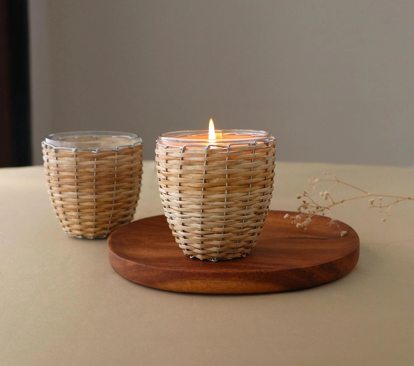 SNOW GLASS CANDLE - BASKET WEAVE