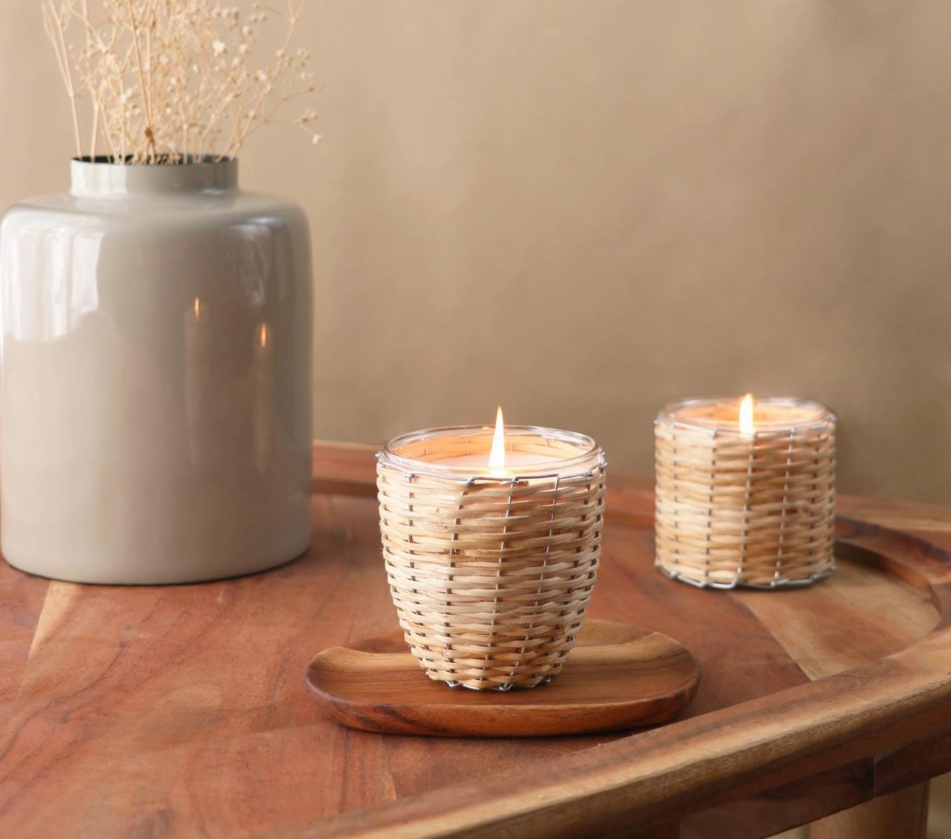 SNOW GLASS CANDLE - BASKET WEAVE