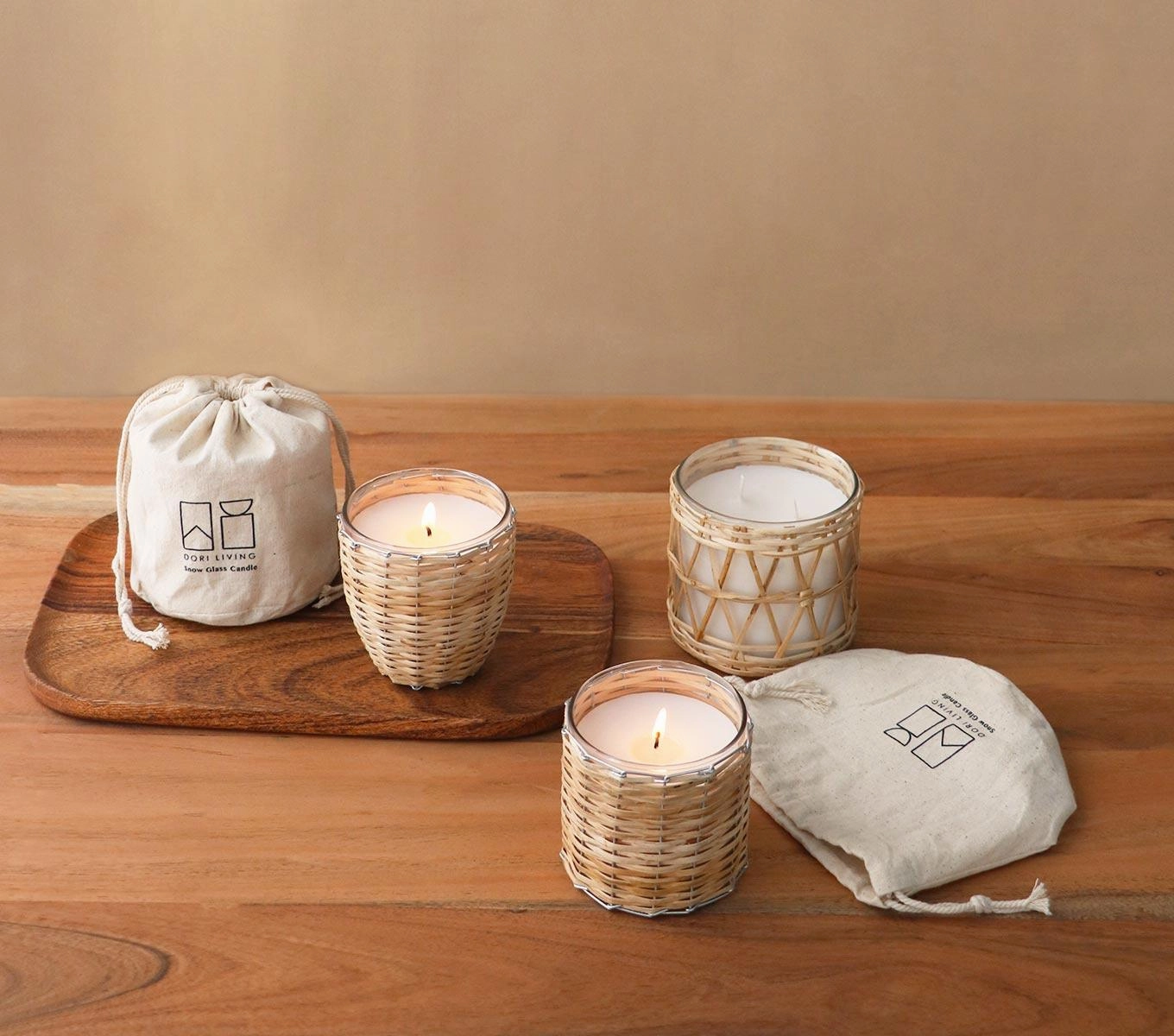 SNOW GLASS CANDLE - BASKET WEAVE