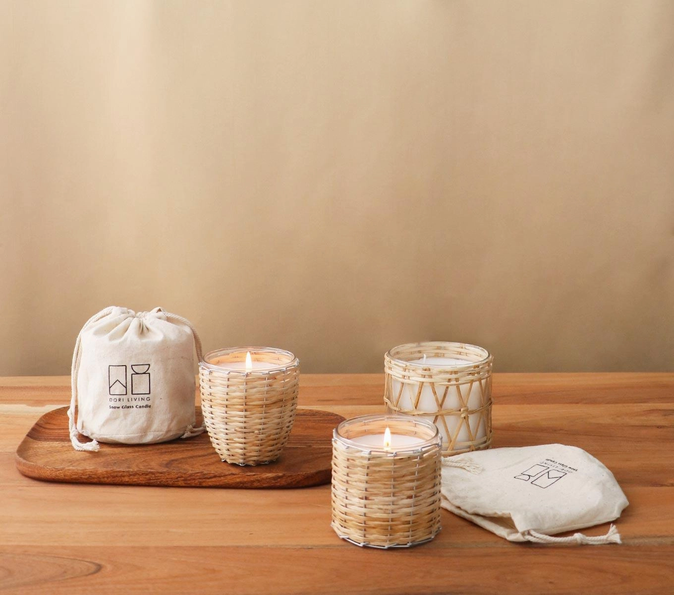 SNOW GLASS CANDLE - BASKET WEAVE