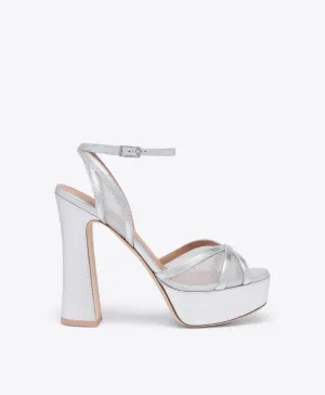 Sylvie 125 Silver Metallic Mesh Platform Sandals