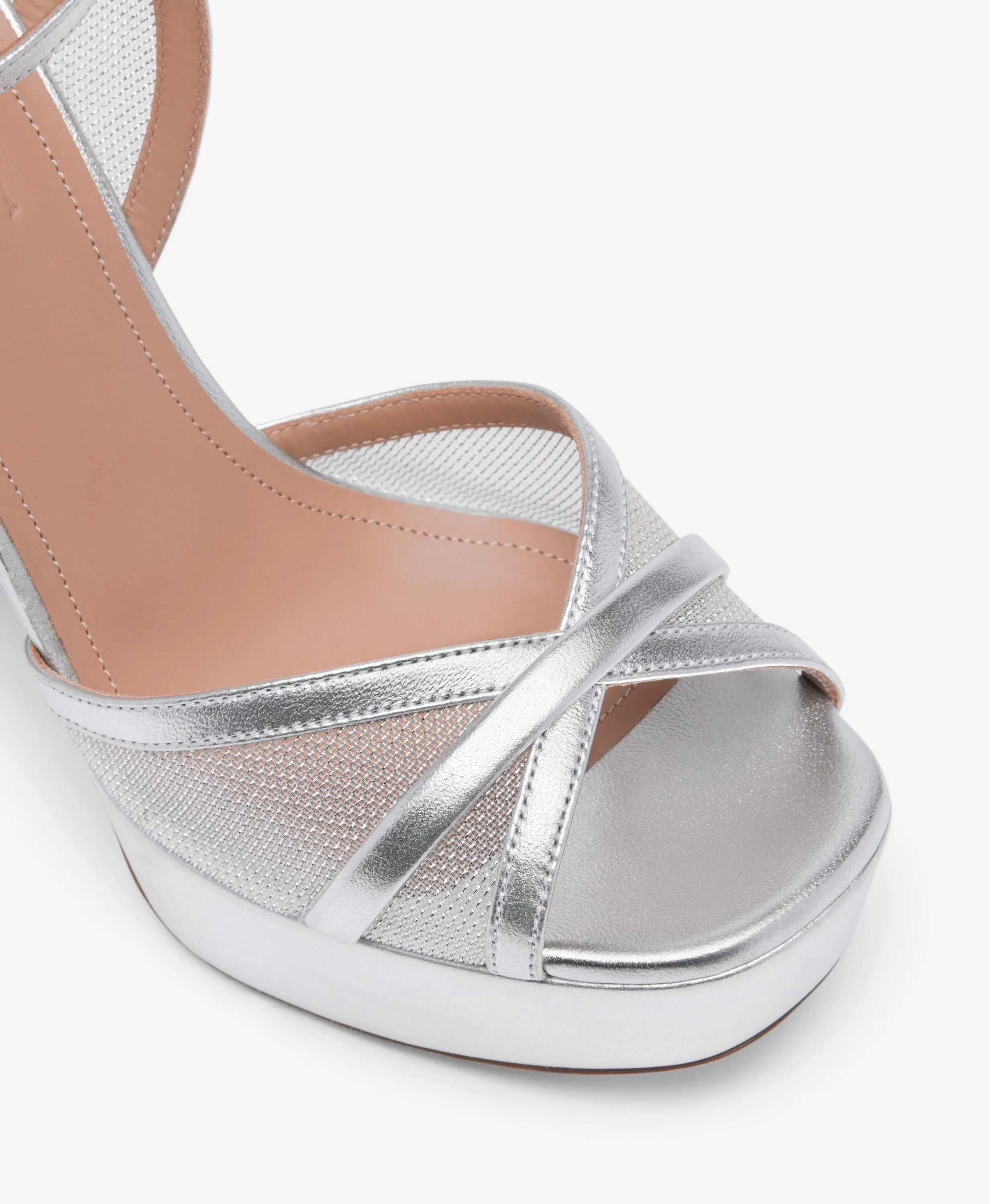 Sylvie 125 Silver Metallic Mesh Platform Sandals