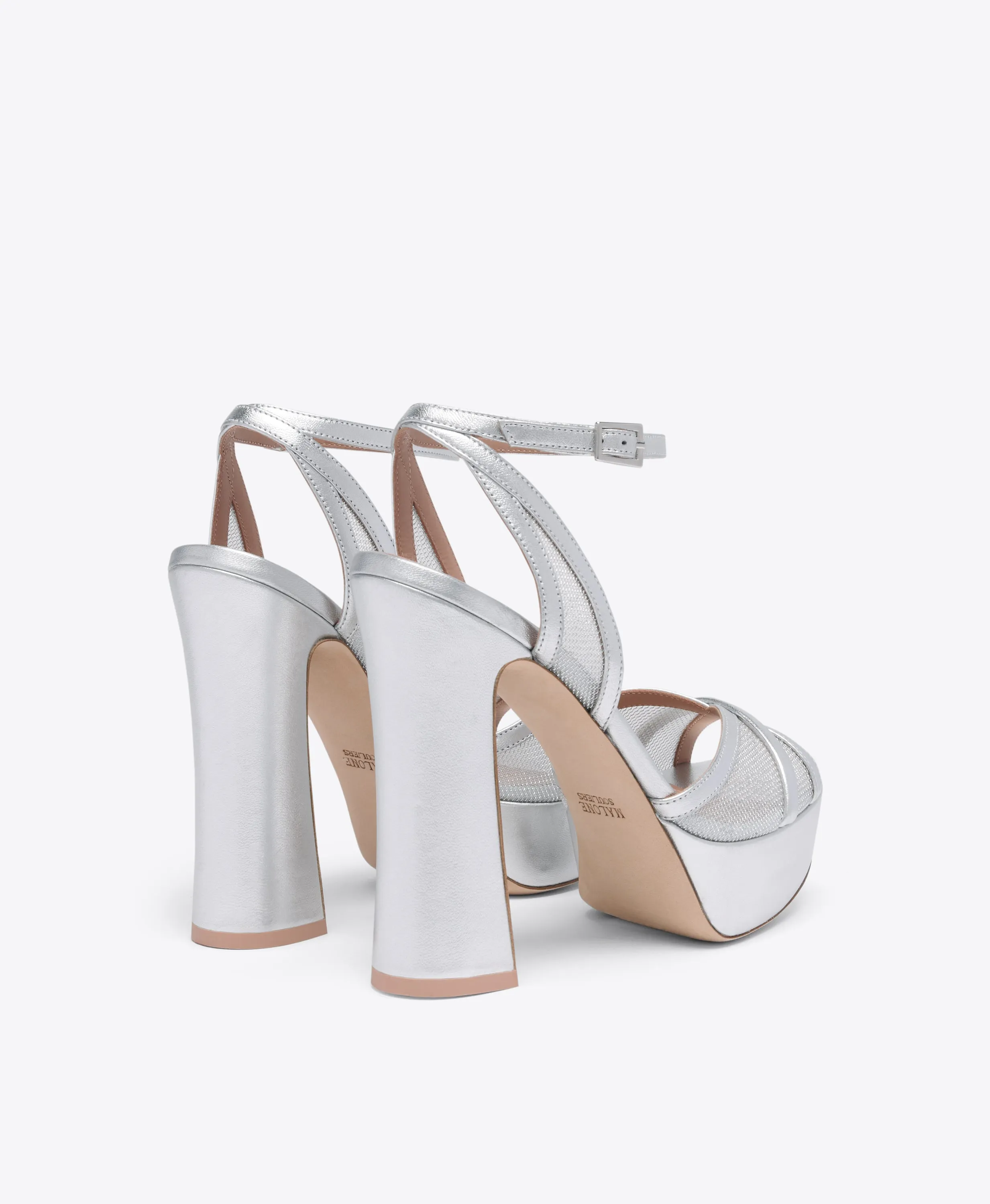 Sylvie 125 Silver Metallic Mesh Platform Sandals