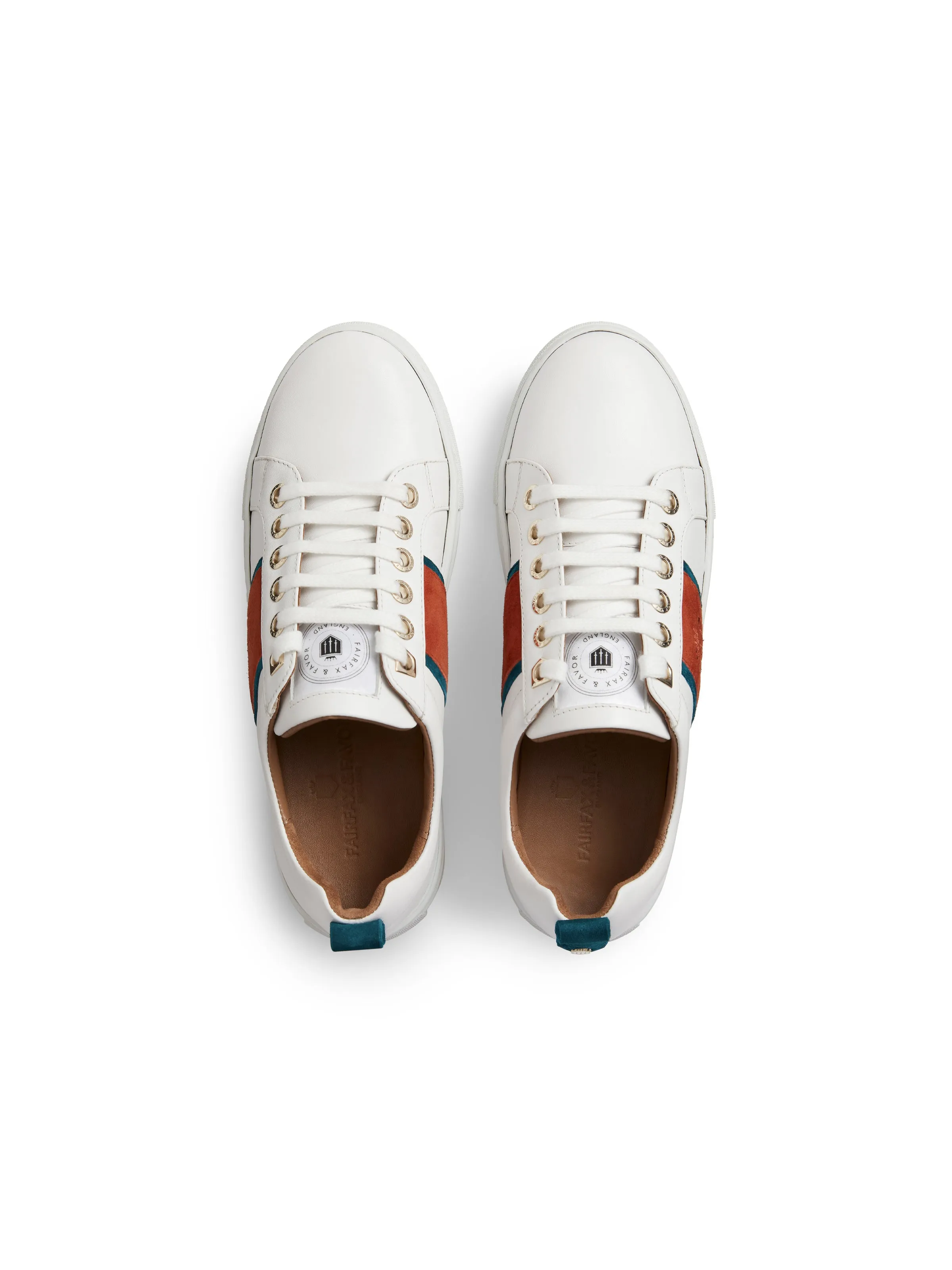 The Cannes Sneaker - White - Ocean & Sunset Orange
