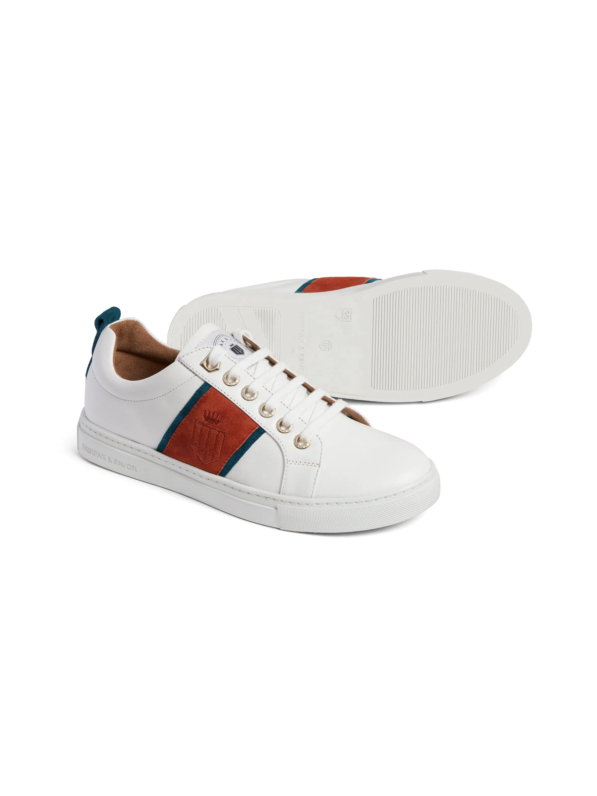 The Cannes Sneaker - White - Ocean & Sunset Orange