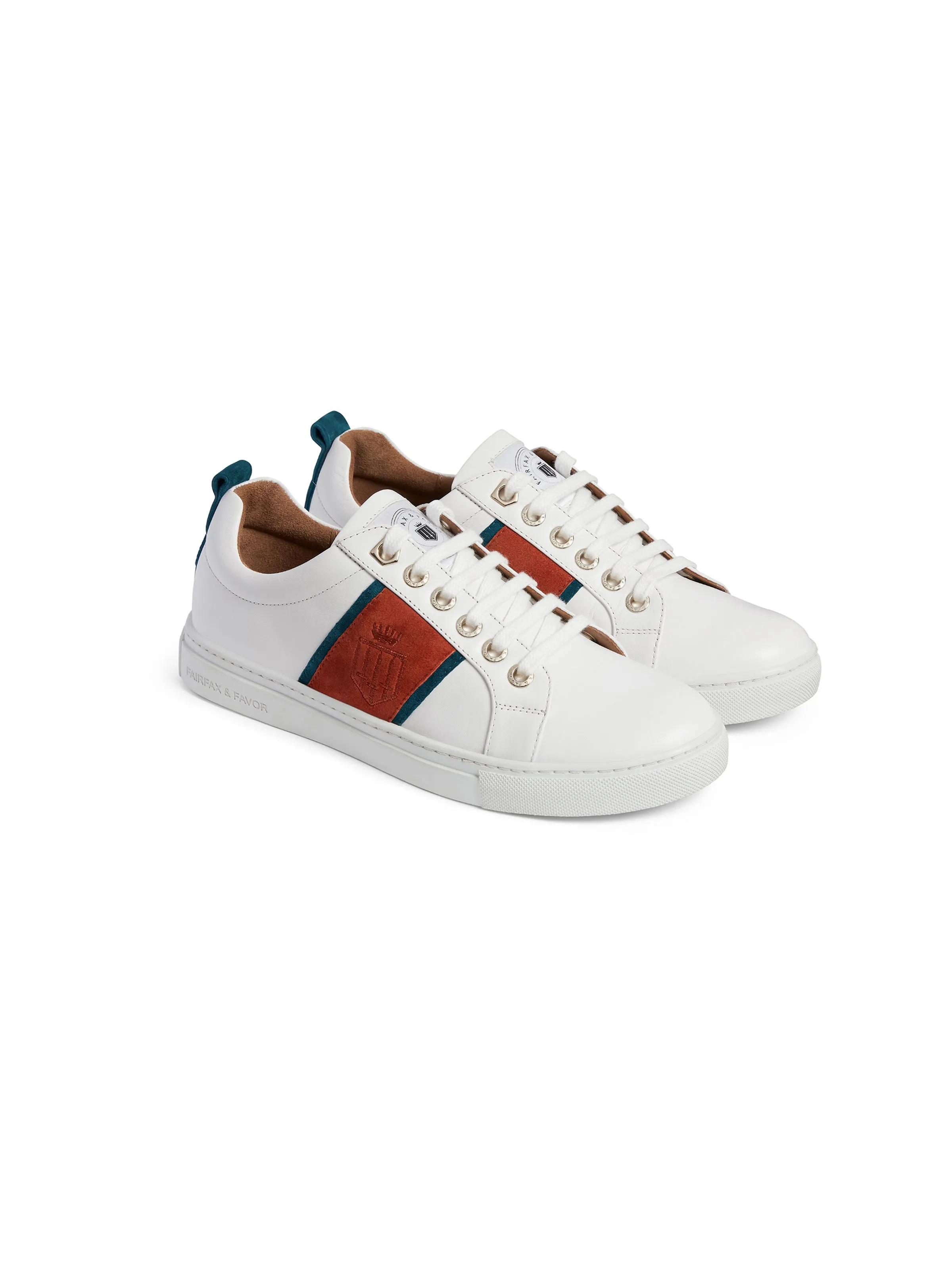 The Cannes Sneaker - White - Ocean & Sunset Orange