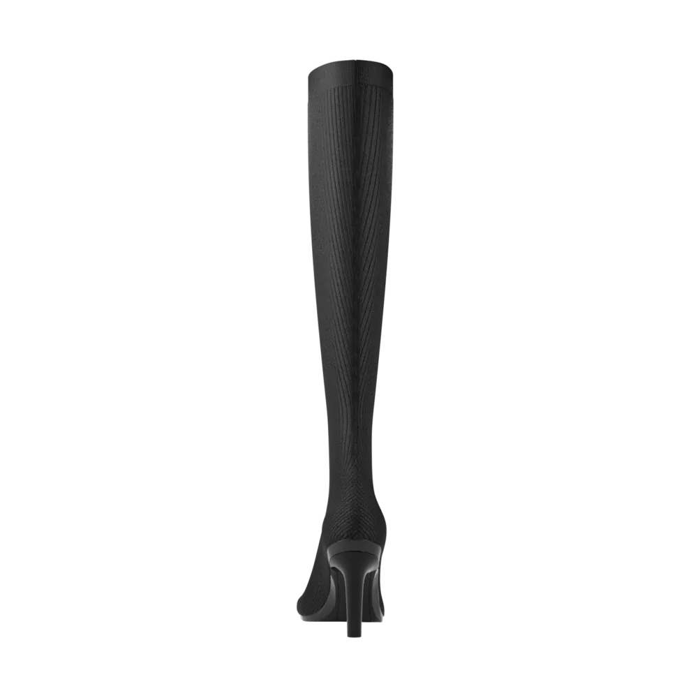 The Joanna Knee High Boot - Coal Knit 4 Stiletto - FINAL SALE