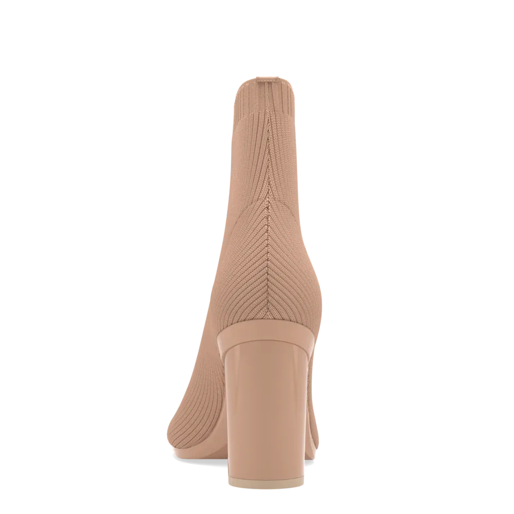 The Josie Bootie - Latte Knit 4 Block - FINAL SALE