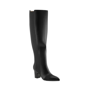 The Knee High Boot Coal Leather   Block Heel Kit 3 Coal - FINAL SALE