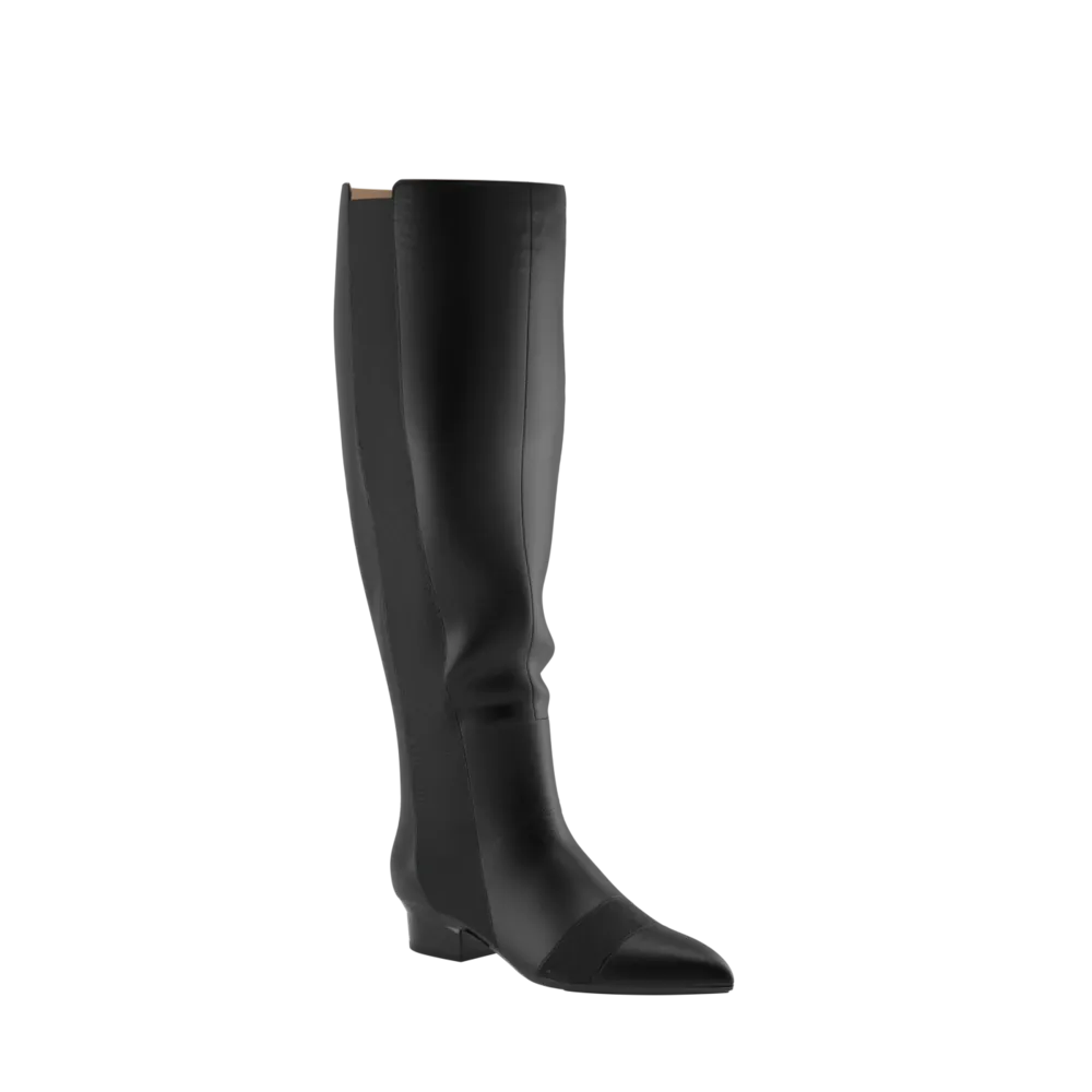 The Knee High Boot Coal Leather   Block Heel Kit 3 Coal - FINAL SALE
