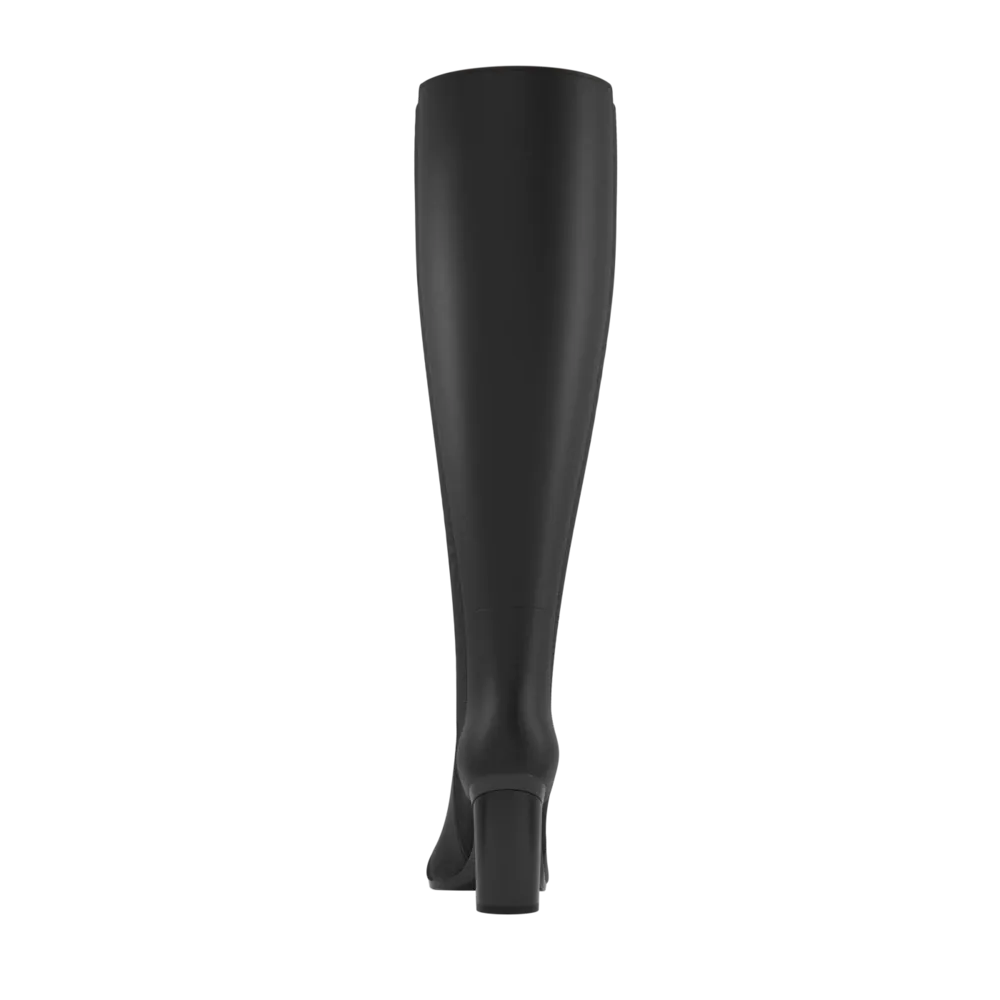 The Knee High Boot Coal Leather   Block Heel Kit 4 Coal - FINAL SALE