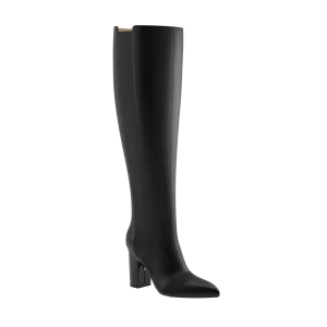 The Knee High Boot Coal Leather   Block Heel Kit 4 Coal - FINAL SALE