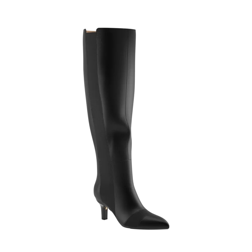 The Knee High Boot Coal Leather   Stiletto Heel Kit 3 Coal - FINAL SALE