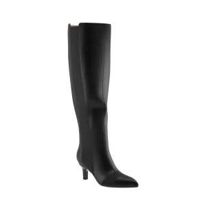 The Knee High Boot Coal Leather   Stiletto Heel Kit 3 Coal - FINAL SALE