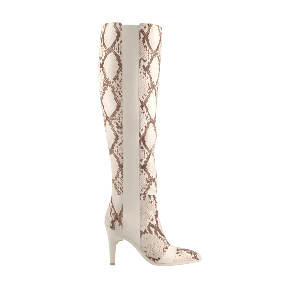 The Knee High Boot - Ivory Snakeskin 4 Stiletto - FINAL SALE