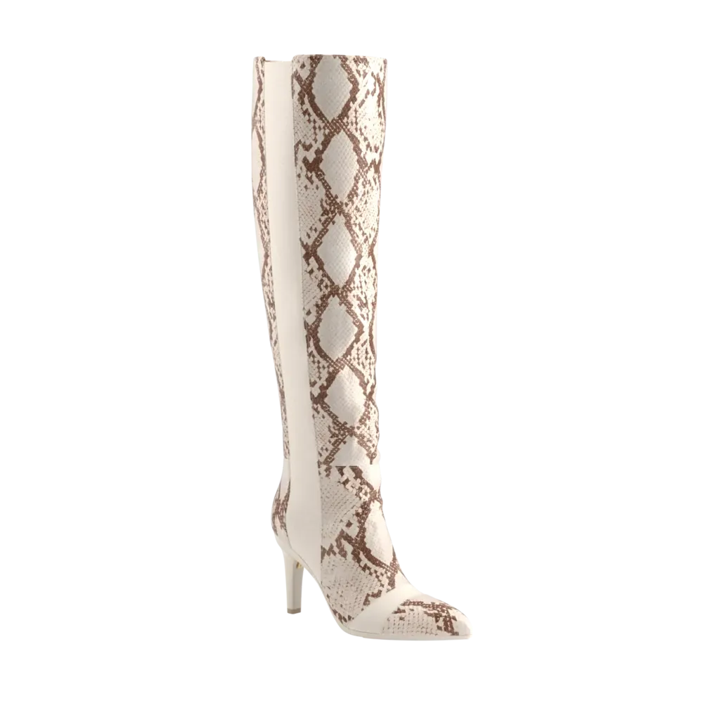 The Knee High Boot - Ivory Snakeskin 4 Stiletto - FINAL SALE