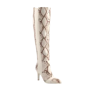 The Knee High Boot - Ivory Snakeskin 4 Stiletto - FINAL SALE