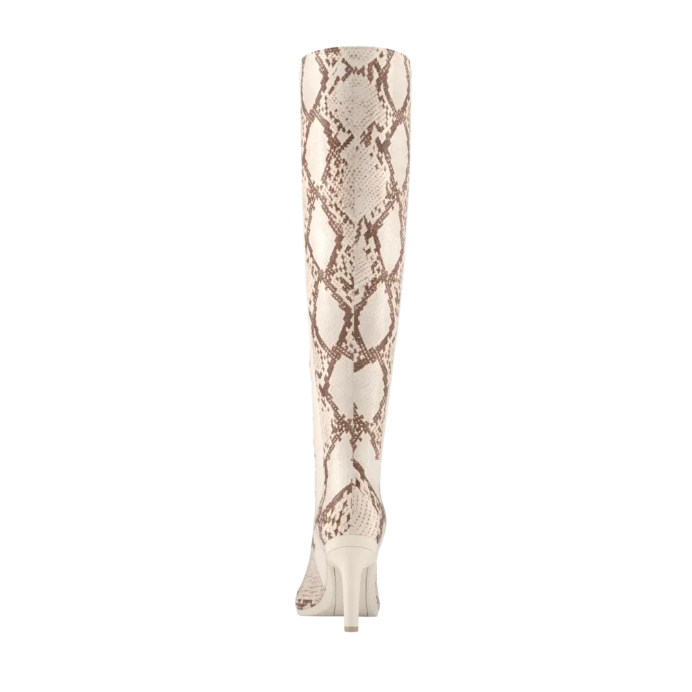 The Knee High Boot - Ivory Snakeskin 4 Stiletto - FINAL SALE