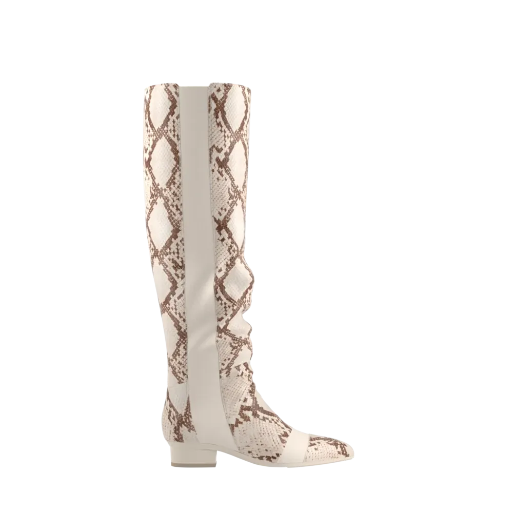 The Knee High Boot - Ivory Snakeskin - FINAL SALE