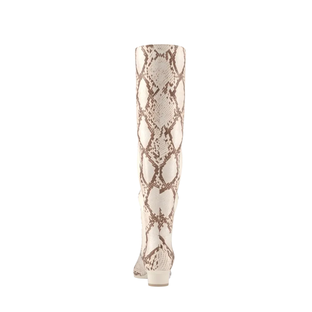 The Knee High Boot - Ivory Snakeskin - FINAL SALE