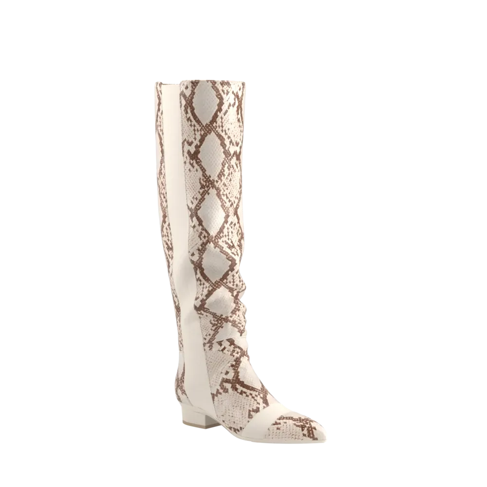 The Knee High Boot - Ivory Snakeskin - FINAL SALE