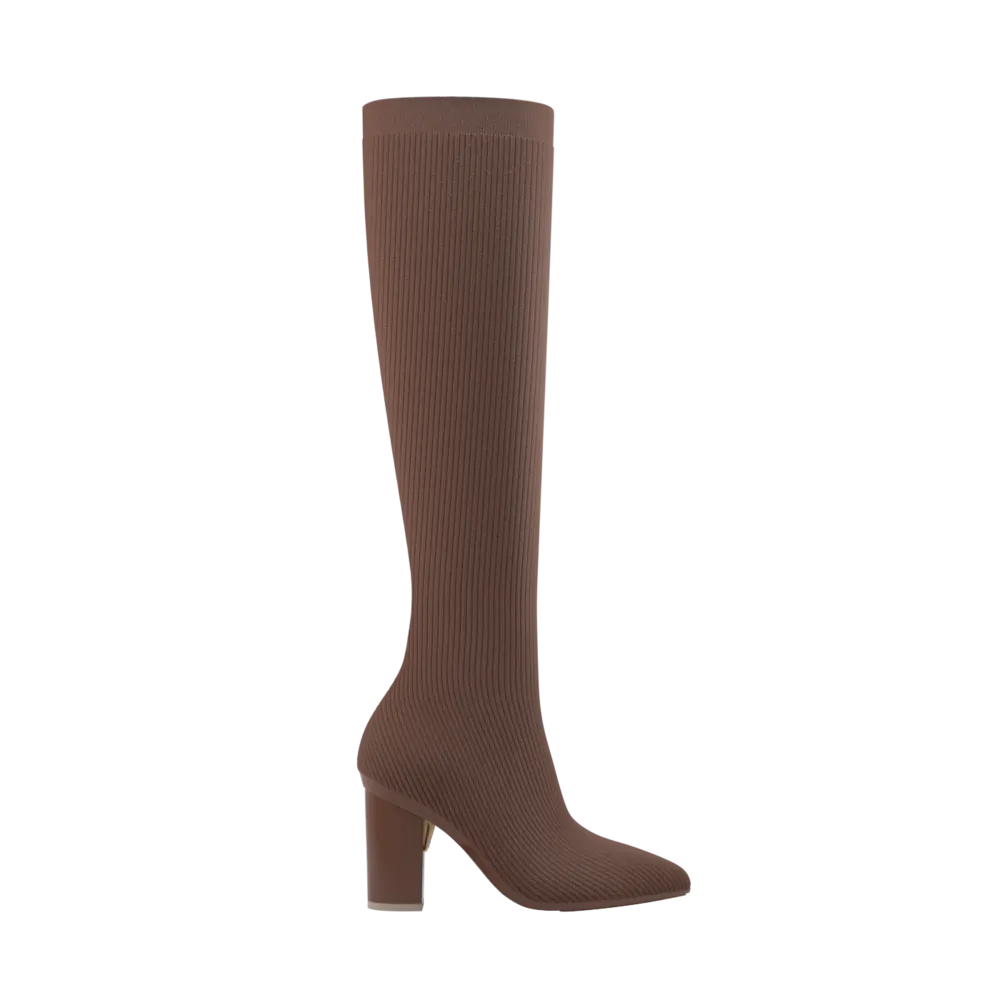 The Knee High Boot Walnut Knit   Block Heel Kit 4 Walnut - FINAL SALE