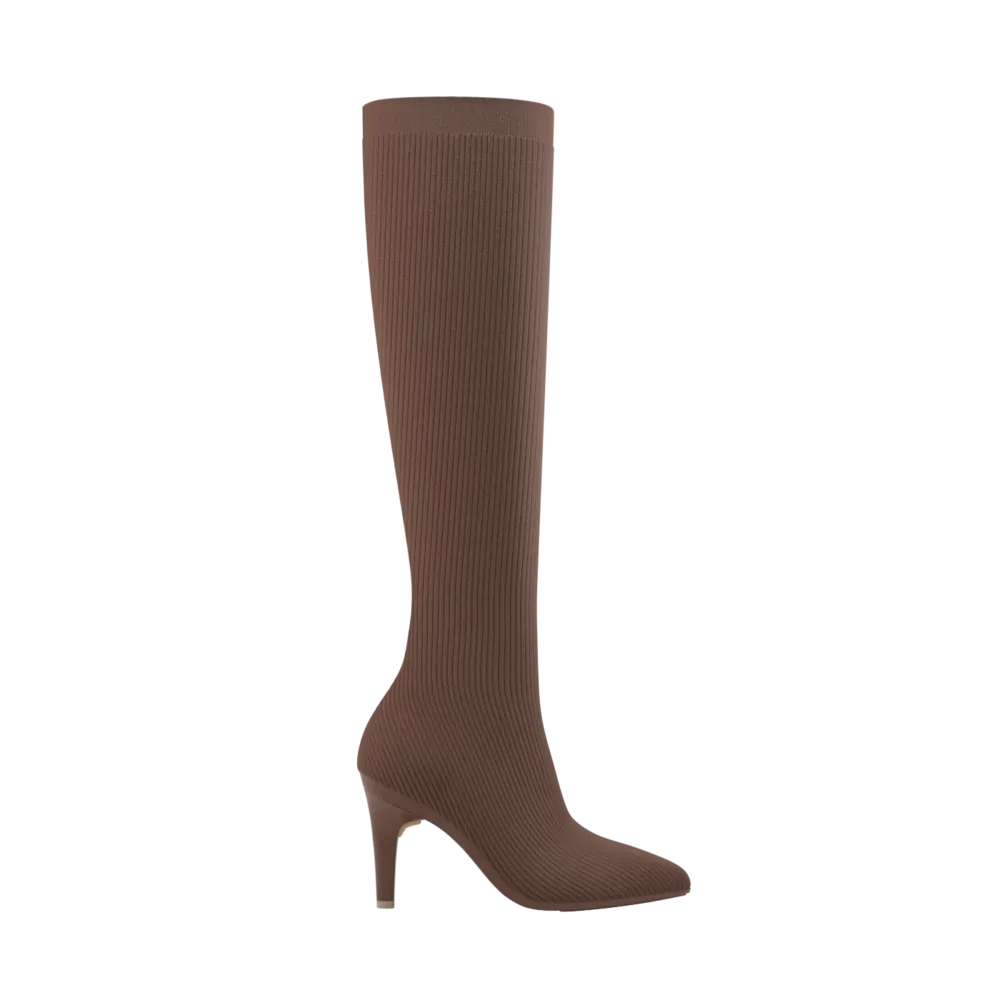 The Knee High Boot Walnut Knit   Stiletto Heel Kit 4 Walnut - FINAL SALE