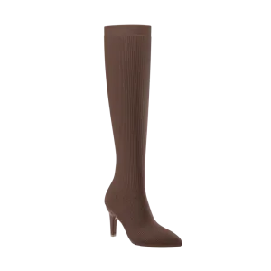 The Knee High Boot Walnut Knit   Stiletto Heel Kit 4 Walnut - FINAL SALE